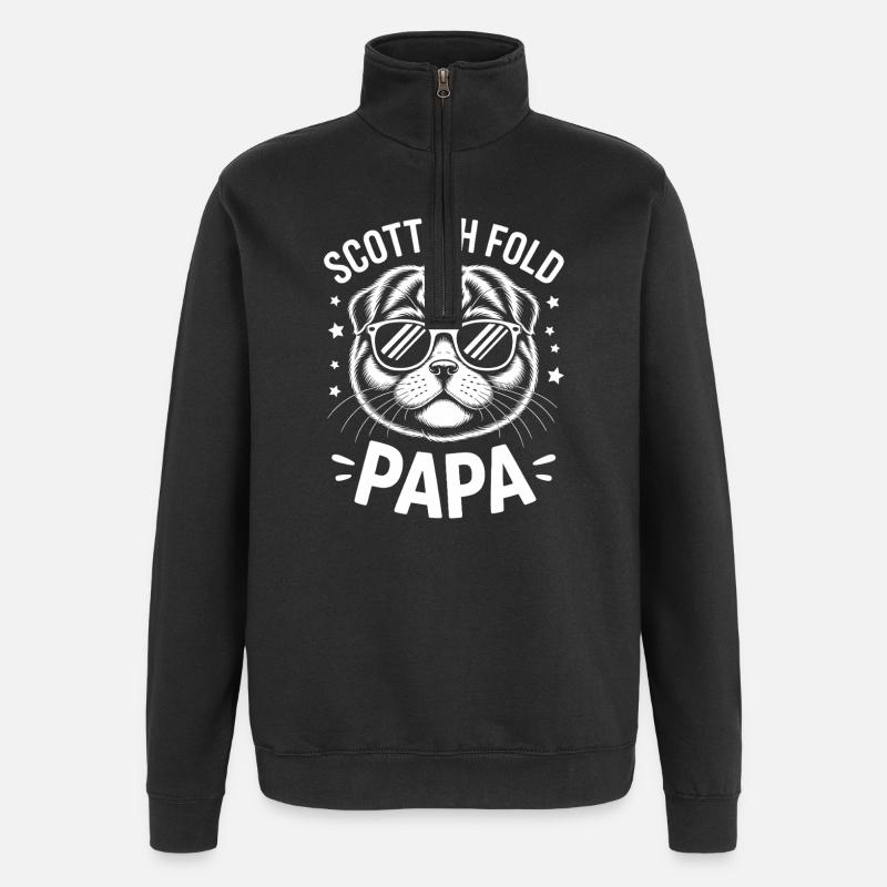Cadeau Fold écossais Chats pliants écossais - Sweat à zip 1/4 - noir
