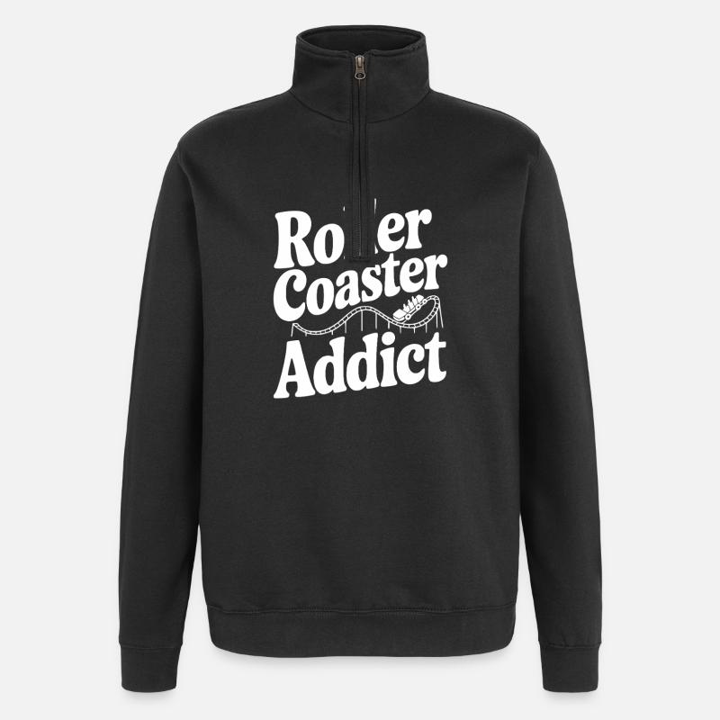 Roller Coaster Addict - Quarter-Zip Sweatshirt - black