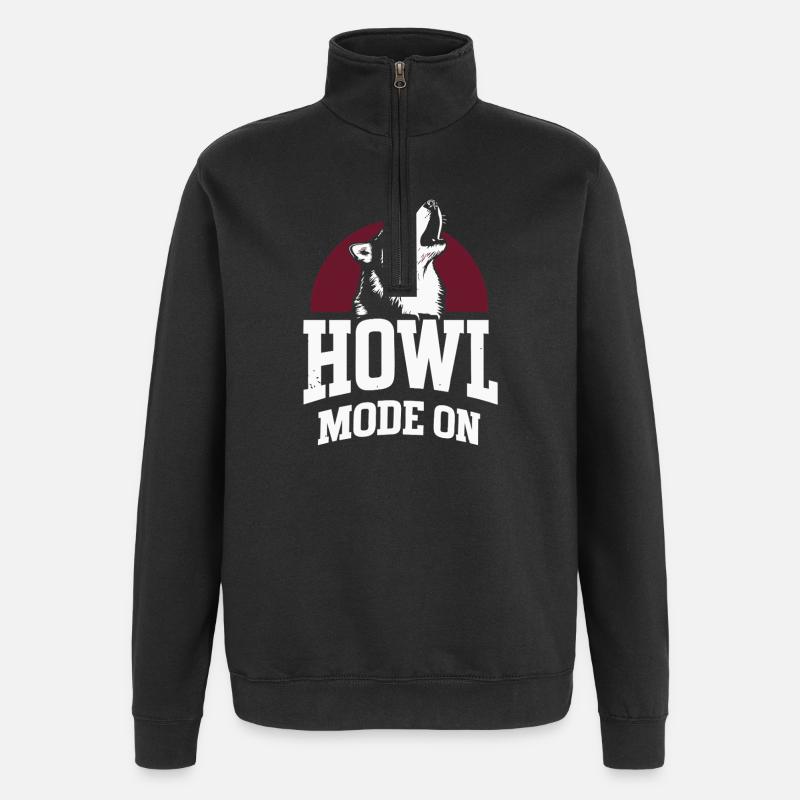 Howl Mode On Husky Design - Quarter-Zip Sweatshirt - black
