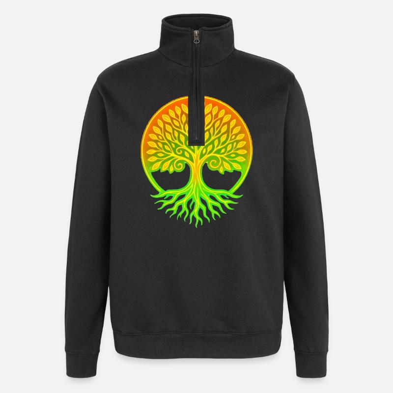 Lebensbaum im Regenbogenkreis - Quarter-Zip-Sweatshirt - Schwarz