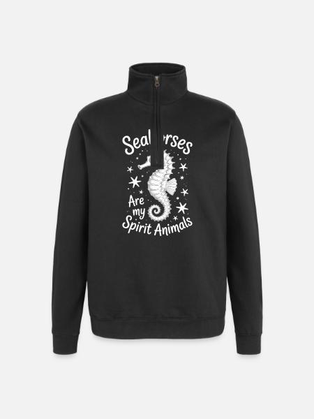 Seepferdchen Spruch Lustiges Seepferdchen Geschenk - Quarter-Zip-Sweatshirt - Schwarz