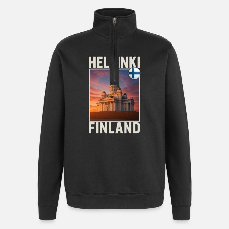 Helsinki - Sweat à zip 1/4 - noir