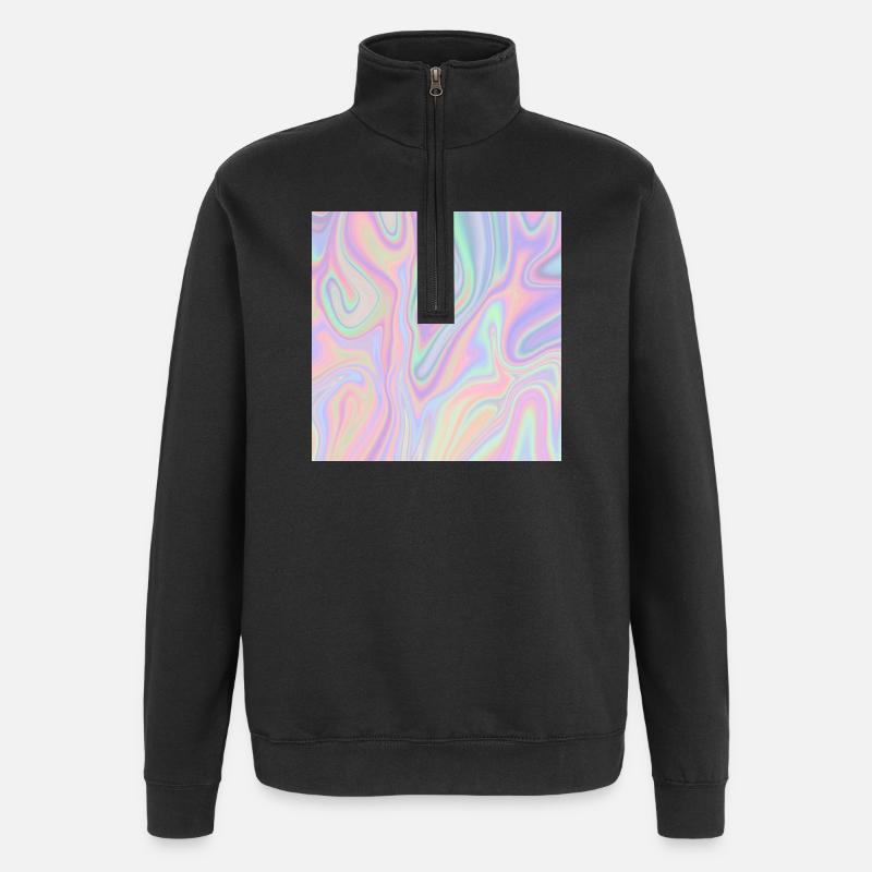Iridescent Abstract Liquid Pastel Pattern - Quarter-Zip Sweatshirt - black