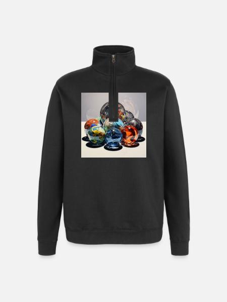 Farbenspiel Glaskugeln Reflexionskunst - Quarter-Zip-Sweatshirt - Schwarz