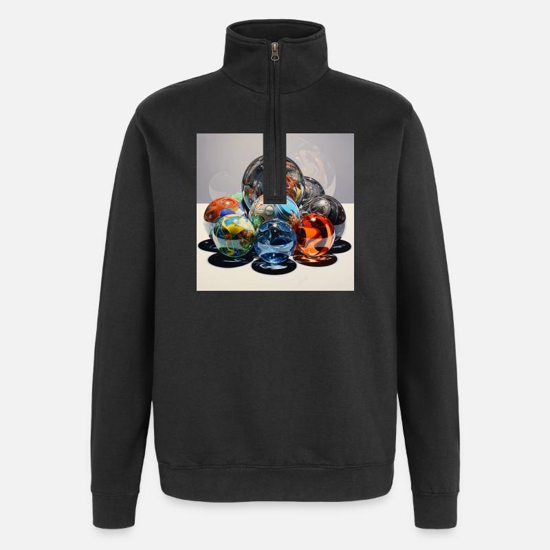 Farbenspiel Glaskugeln Reflexionskunst - Quarter-Zip-Sweatshirt - Schwarz