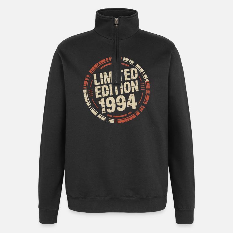 Limitierte Ausgabe 1994 Retro-Abzeichen-Grafik - Quarter-Zip-Sweatshirt - Schwarz