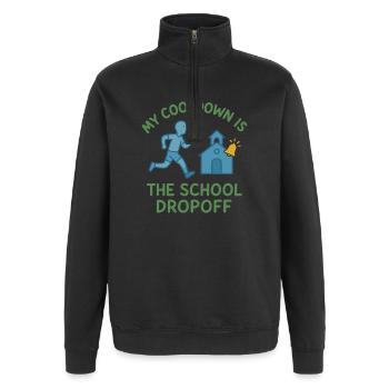 Laufende Mama, Papa, Joggende Eltern - Quarter-Zip-Sweatshirt - Schwarz - Vorne - AI Model Female 172 light (172cm) & AI Model Male 178 dark (178cm)