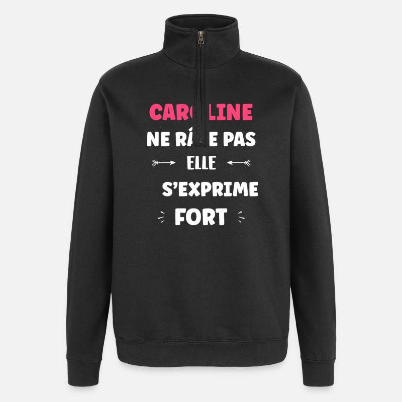 Caroline spricht laut - Quarter-Zip-Sweatshirt - Schwarz