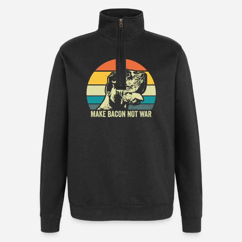 Make Bacon - Not War für Tierfans - Quarter-Zip-Sweatshirt - Schwarz