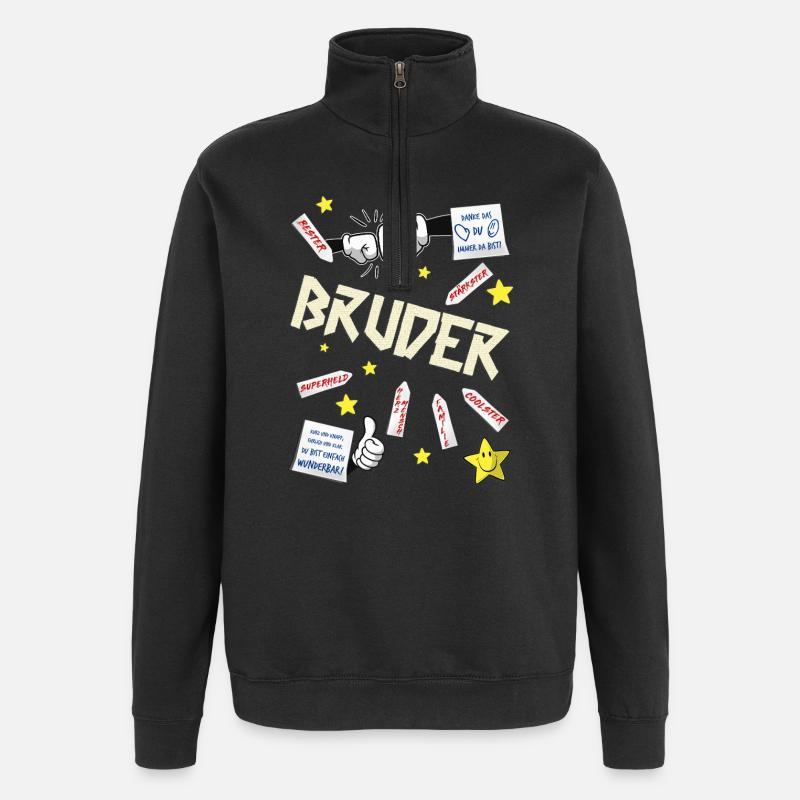 Bruder - Quarter-Zip-Sweatshirt - Schwarz