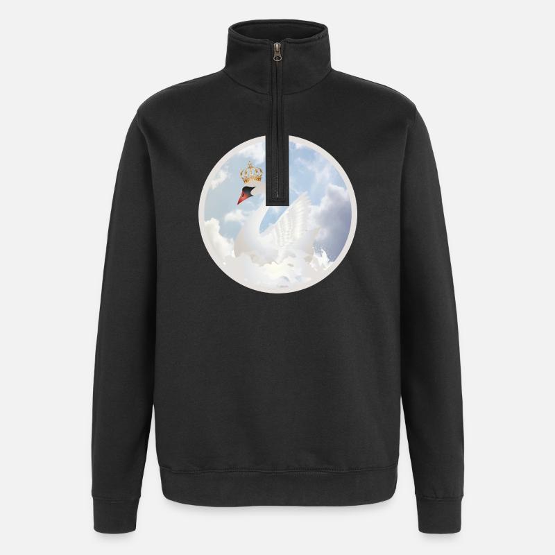 Royal Swan in the Clouds - Quarter-Zip Sweatshirt - black