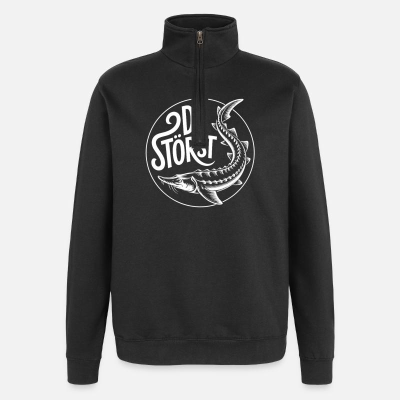 Störsilhouette und lustiger Spruch - Quarter-Zip-Sweatshirt - Schwarz