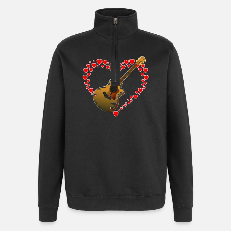 Herz mit Gitarre - Quarter-Zip-Sweatshirt - Schwarz