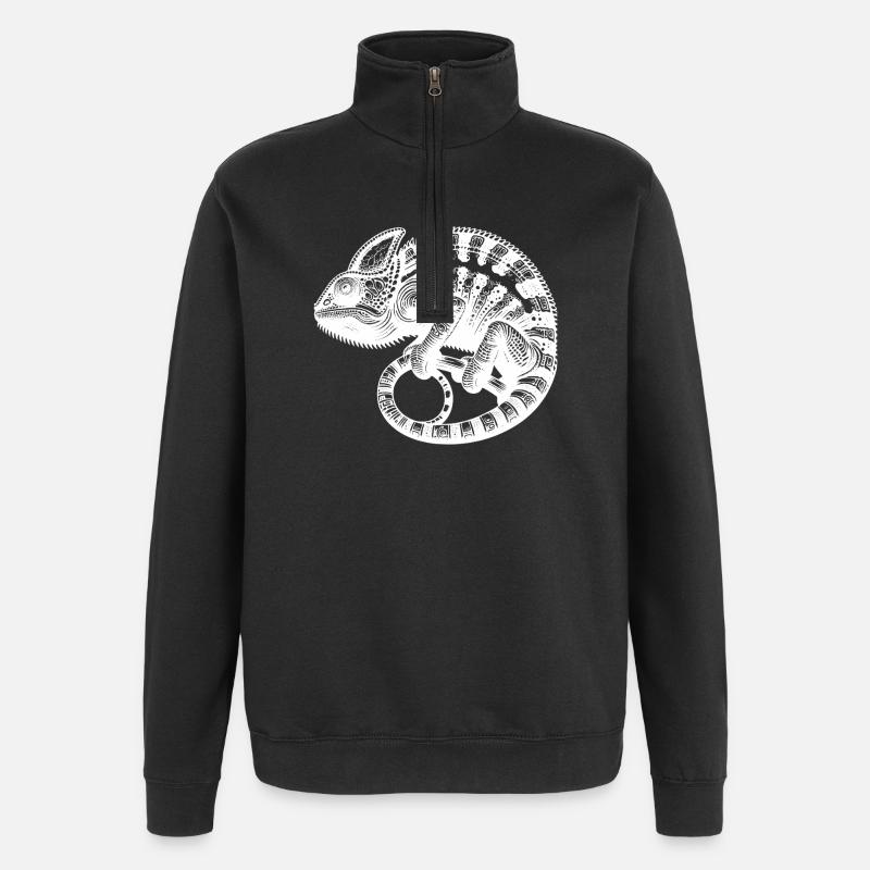 Caméléon mignon en mode camouflage - Sweat à zip 1/4 - noir