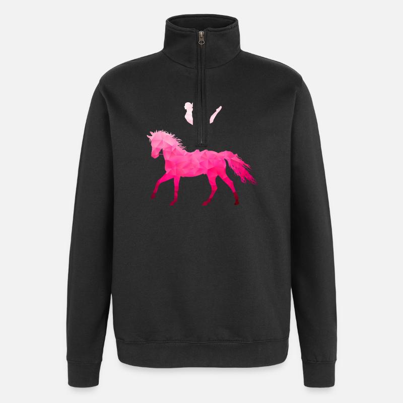 Acrobatie de saut Cheval d’équitation rose - Sweat à zip 1/4 - noir