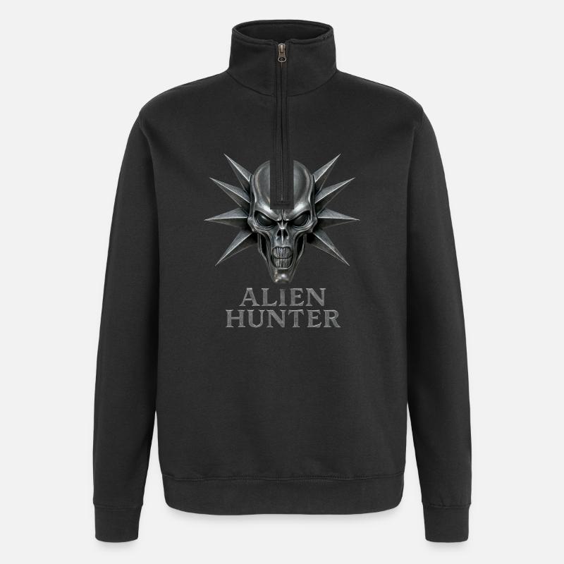 Alien Hunter Schädel-Emblem - Quarter-Zip-Sweatshirt - Schwarz