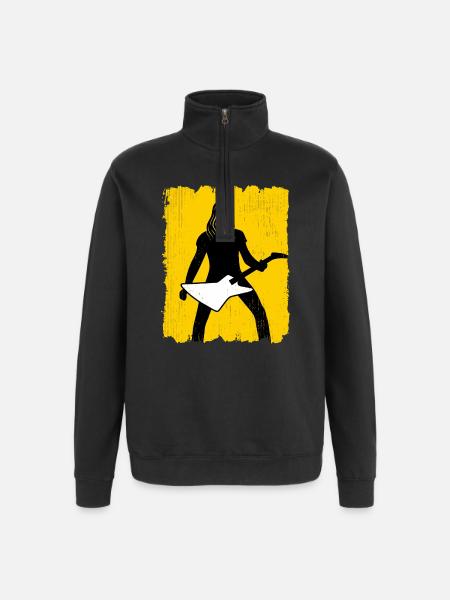 Guitar Player Silhouette Graffiti Poster - Quarter-Zip Sweatshirt - black