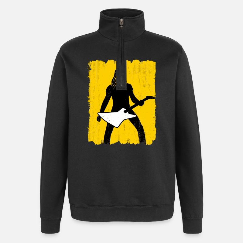 Guitar Player Silhouette Graffiti Poster - Quarter-Zip Sweatshirt - black