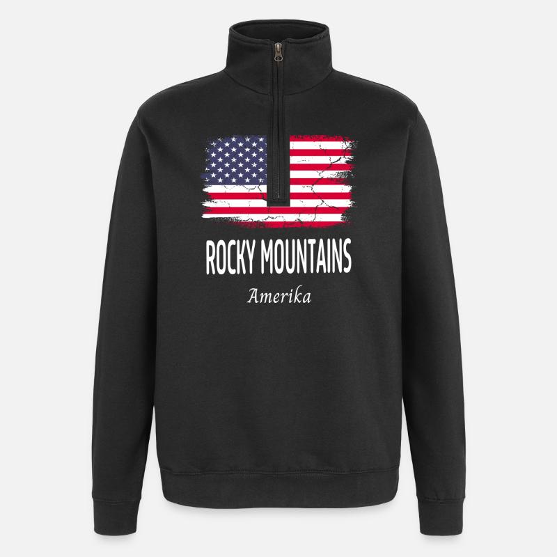 rocky mountains - Sweat à zip 1/4 - noir