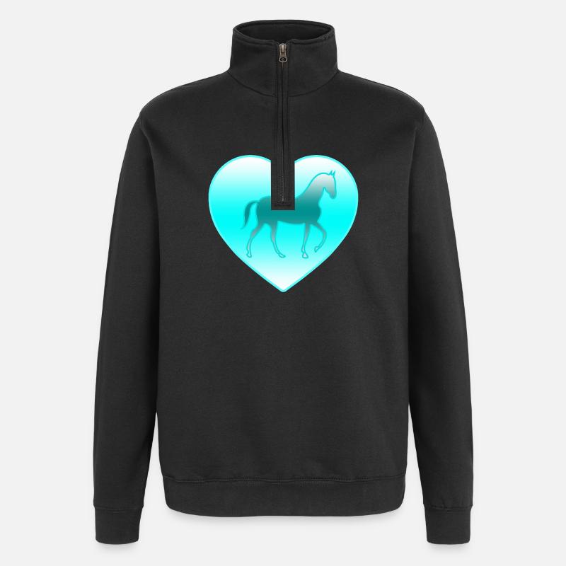 Pferde - Quarter-Zip-Sweatshirt - Schwarz