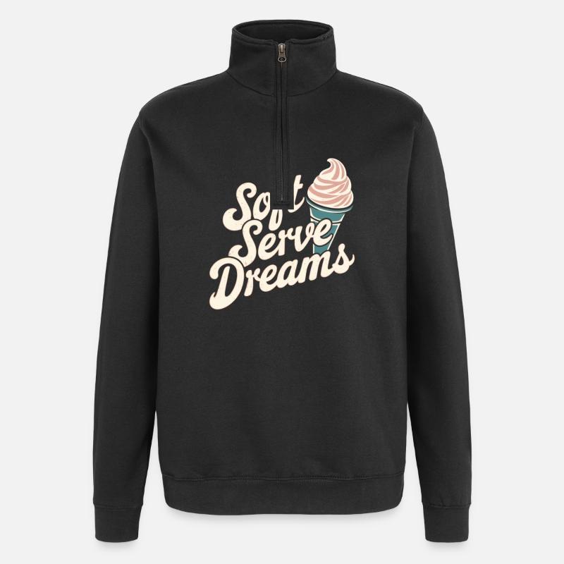 Soft Serve Dreams – Glace rétro - Sweat à zip 1/4 - noir