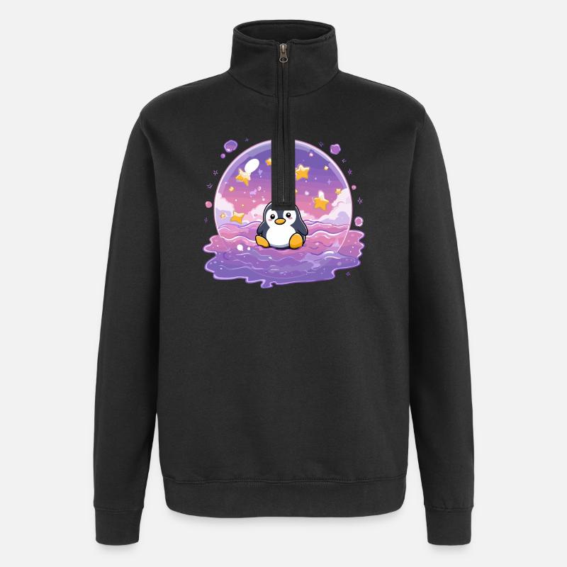 Pingouin dans le Sceau Stellaire - Sweat à zip 1/4 - noir