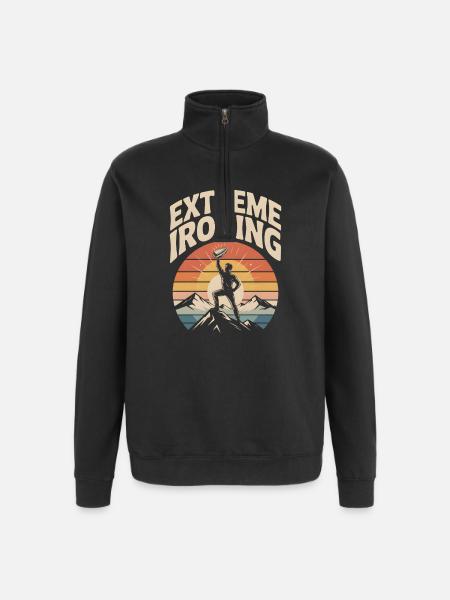 Extreme Ironing Mountaineering - Quarter-Zip Sweatshirt - black