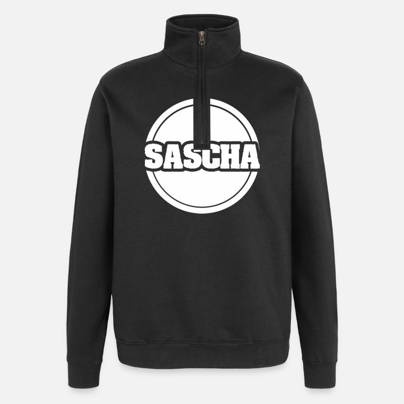 First name Sascha - Quarter-Zip Sweatshirt - black