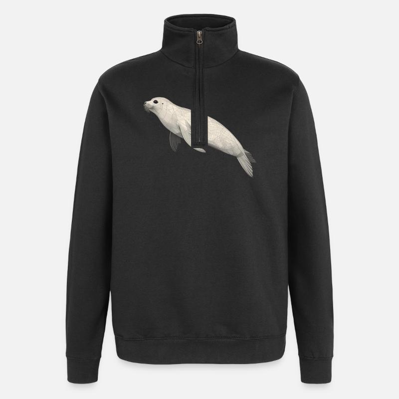 Geometrisches Siegel - Quarter-Zip-Sweatshirt - Schwarz