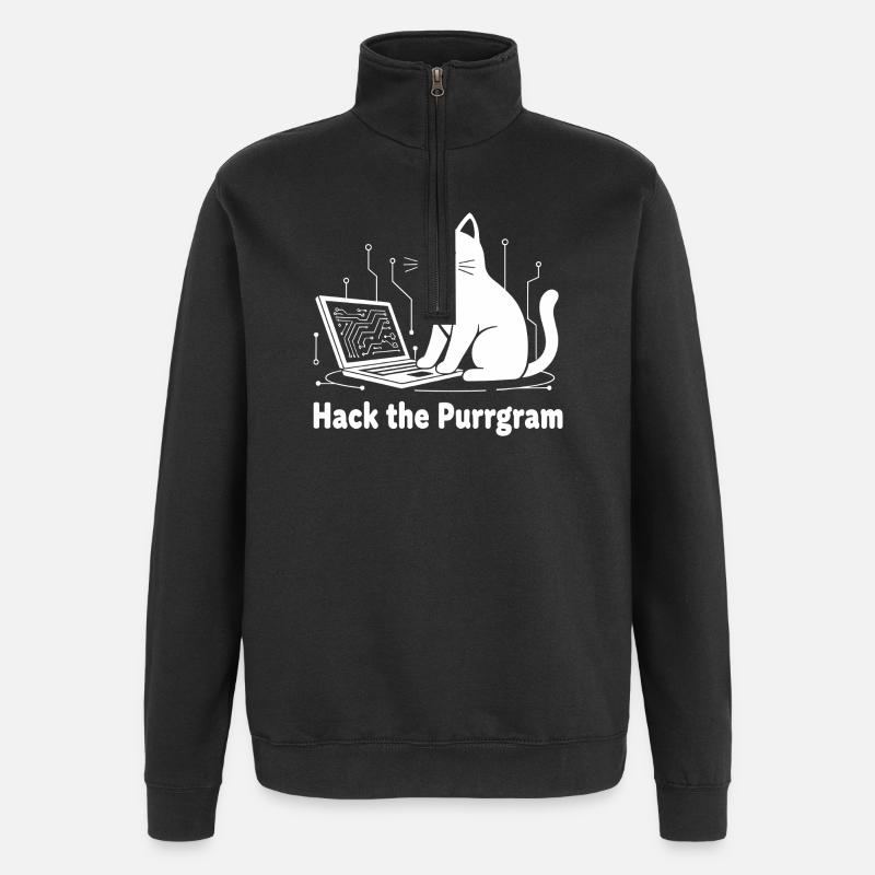Hack Purrrgram : Humour Cat Tech - Sweat à zip 1/4 - noir