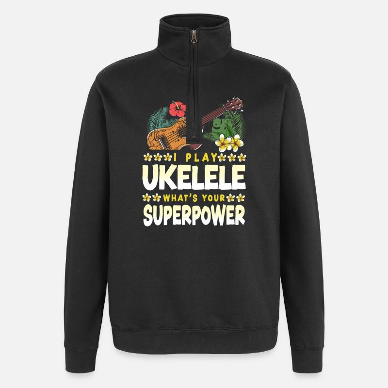 Ukulélé hawaïen que je joue - Sweat à zip 1/4 - noir