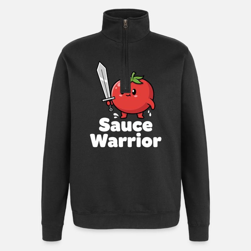 Tomatenkrieger mit Schwert - Quarter-Zip-Sweatshirt - Schwarz