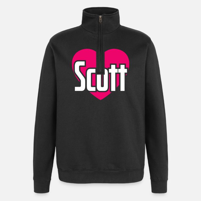 J’aime Scott Pink Heart J’aime Scott - Sweat à zip 1/4 - noir