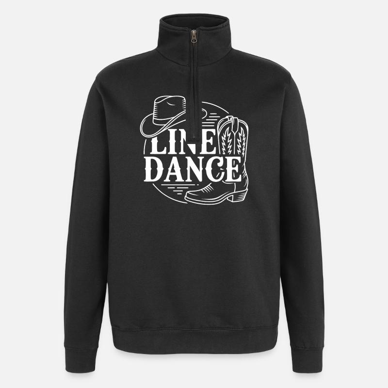 Line Dance Western Boat Sketch - Quarter-Zip Sweatshirt - black