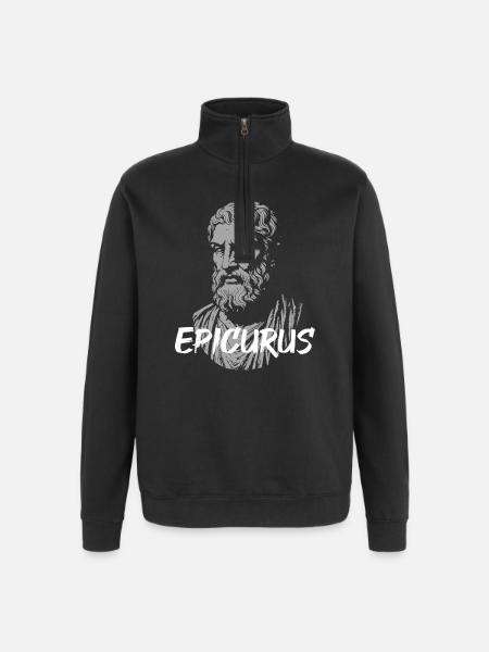 Epicurus Portrait in Bold Brushstyle - Quarter-Zip Sweatshirt - black