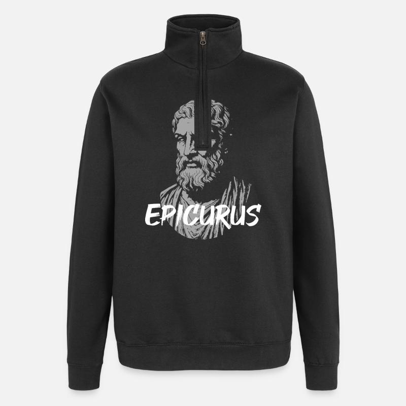 Epicurus Portrait in Bold Brushstyle - Quarter-Zip Sweatshirt - black