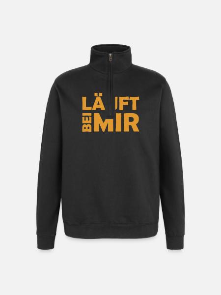 Runs with me - Cool saying - Running - Quarter-Zip Sweatshirt - black