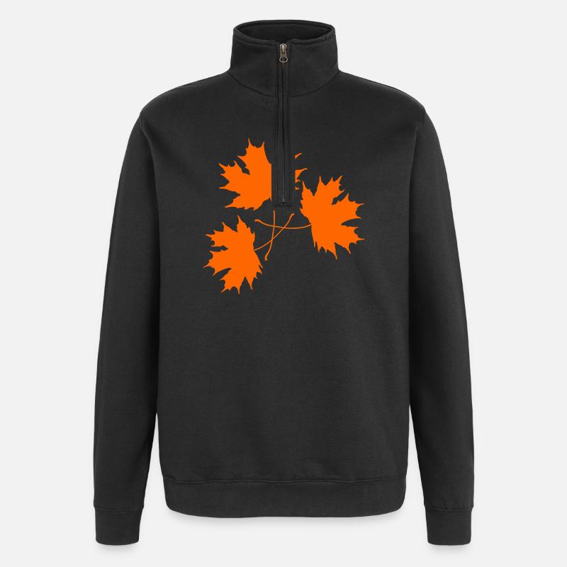 Trio des feuilles d’érable orange - Sweat à zip 1/4 - noir