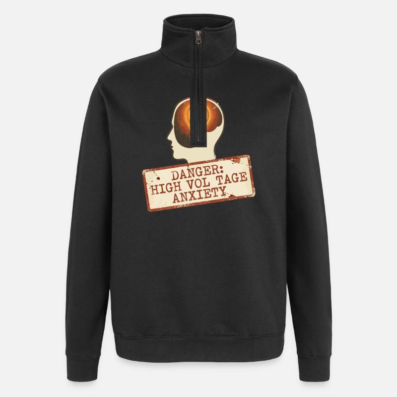 Panneau d’alerte d’anxiété à haute tension - Sweat à zip 1/4 - noir
