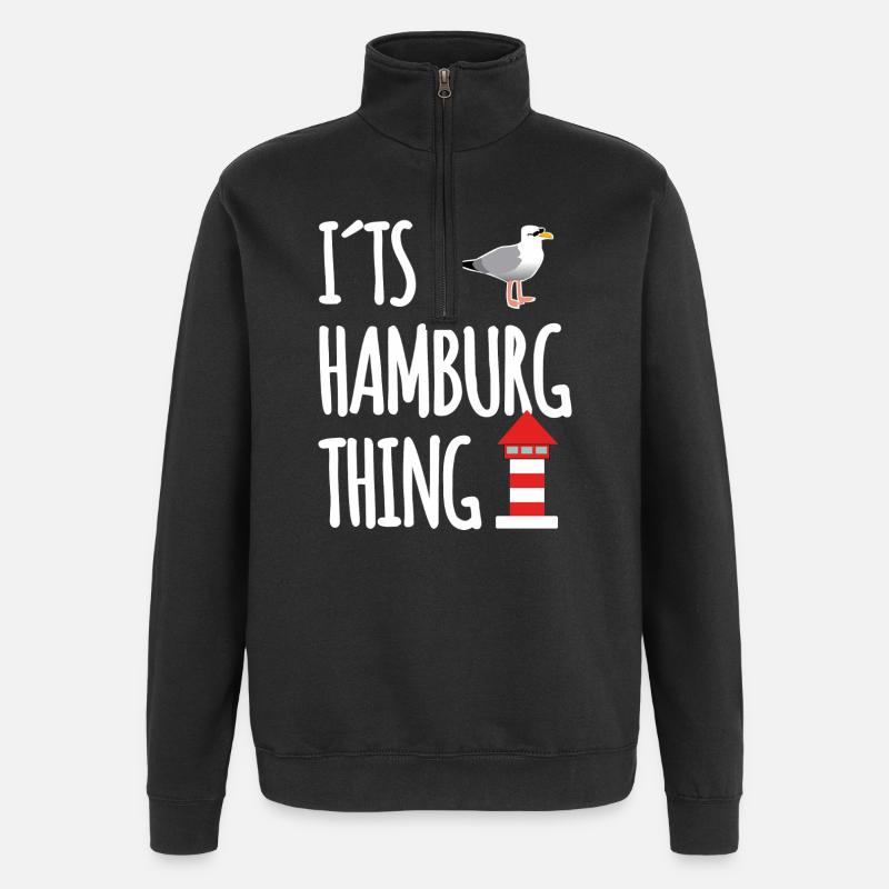 Hamburg Hafen Spruch - Quarter-Zip-Sweatshirt - Schwarz