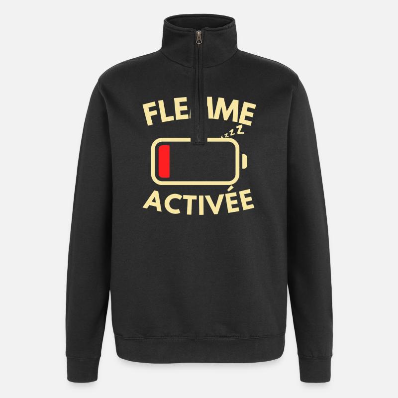 Flemme Activée Niveau Batterie Basse - Sweat à zip 1/4 - noir