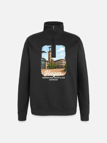 Hagen, North Rhine-Westphalia - Quarter-Zip Sweatshirt - black