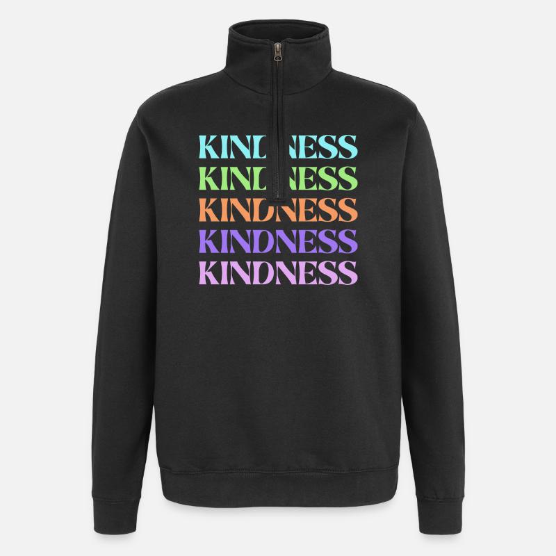 Freundlichkeit Regenbogen gestapelter Text - Quarter-Zip-Sweatshirt - Schwarz