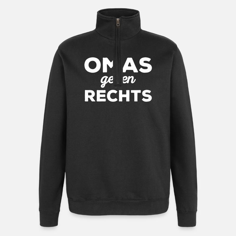 Omas gegen rechts - Quarter-Zip-Sweatshirt - Schwarz