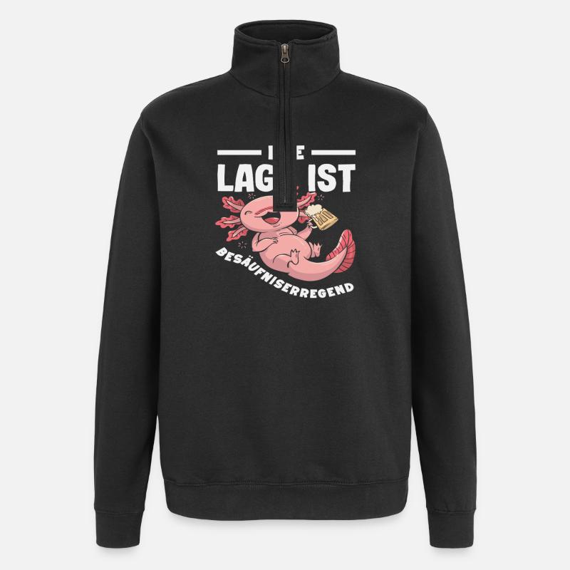 Le lieu est ivre : Axolotl - Sweat à zip 1/4 - noir