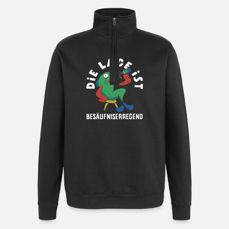 L’endroit est le poisson ivre - Sweat à zip 1/4 - noir