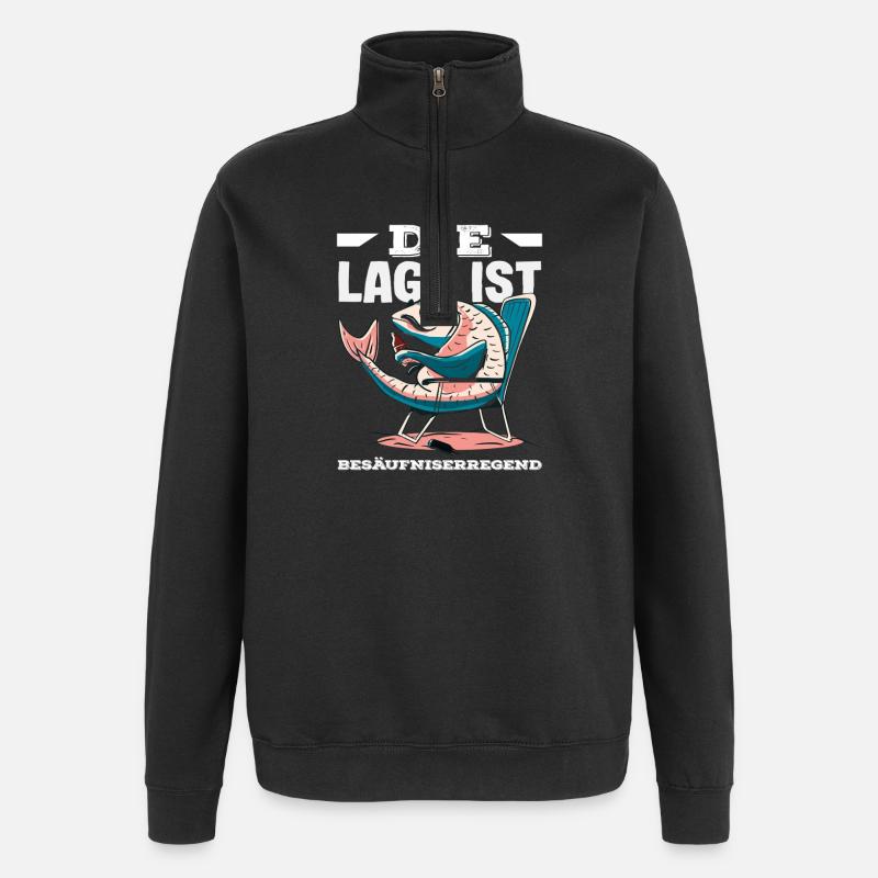 The location is drunken fish - Quarter-Zip Sweatshirt - black