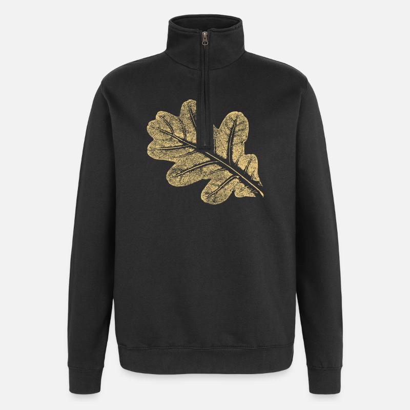 Feuilles - Chêne / Botanique & Nature - Sweat à zip 1/4 - noir
