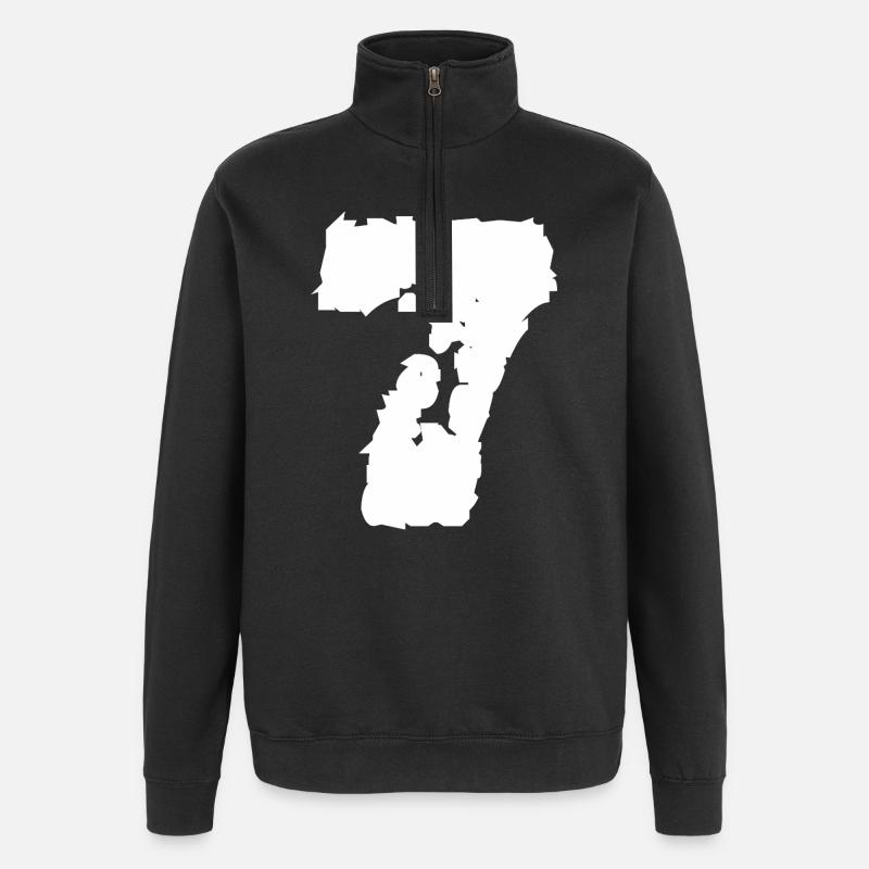 7 Numéro Sept - Sweat à zip 1/4 - noir