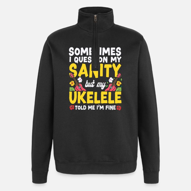 Hawaiian Ukulele Uke Sometimes I - Quarter-Zip Sweatshirt - black